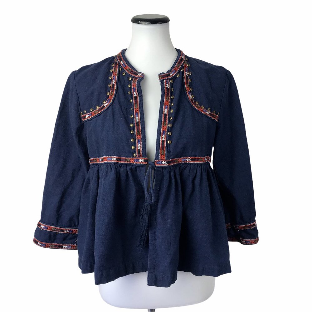 Lucky Brand Tie Front Cardigan Embroidered #147